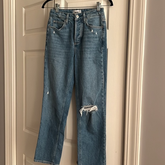 PAIGE Sarah Vintage High Rise Straight Ankle Jean in Juliette Destructed - Picture 3 of 9